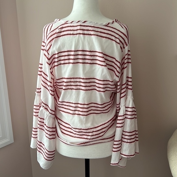 Lavender Field L Boho Striped Top With Front Tie - Picture 6 of 7